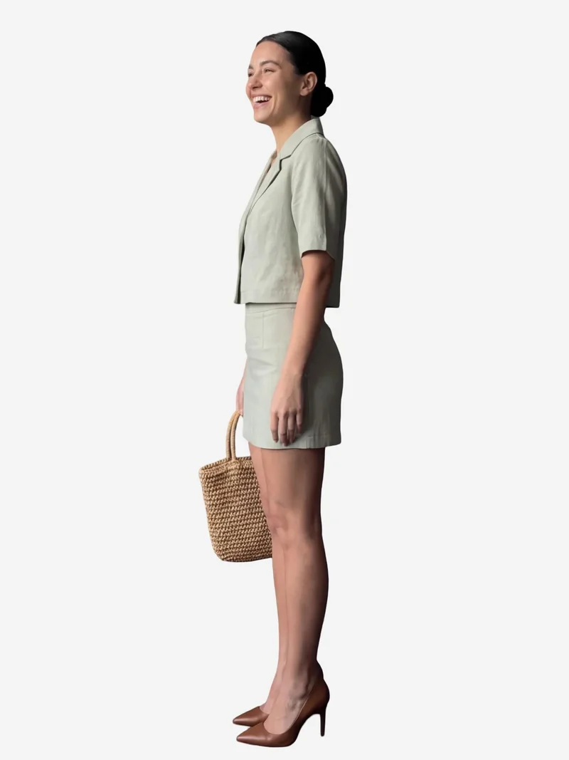 MY FASHION Mint Green MY FASHION Short Sleeve Crop Shirt & Mini Skirt Two-Piece Set for Women | Best Price UAE